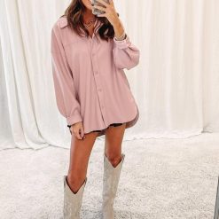 Pink Leather Shacket