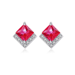 Red Agate Stud Earrings S925 Sterling Silver B014
